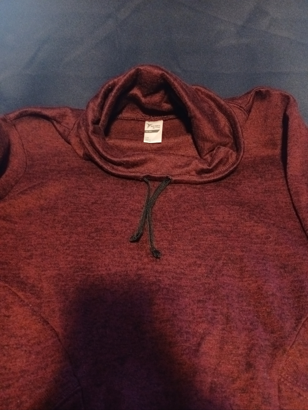 Men's Burgundy Funnel Neck Sweater with Drawcord